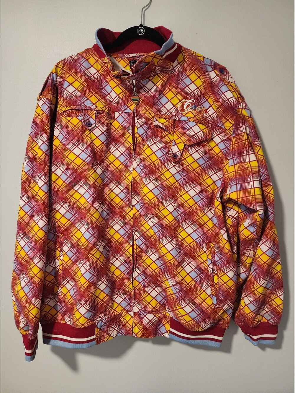 Coogi Vintage Plaid Bomber Jacket